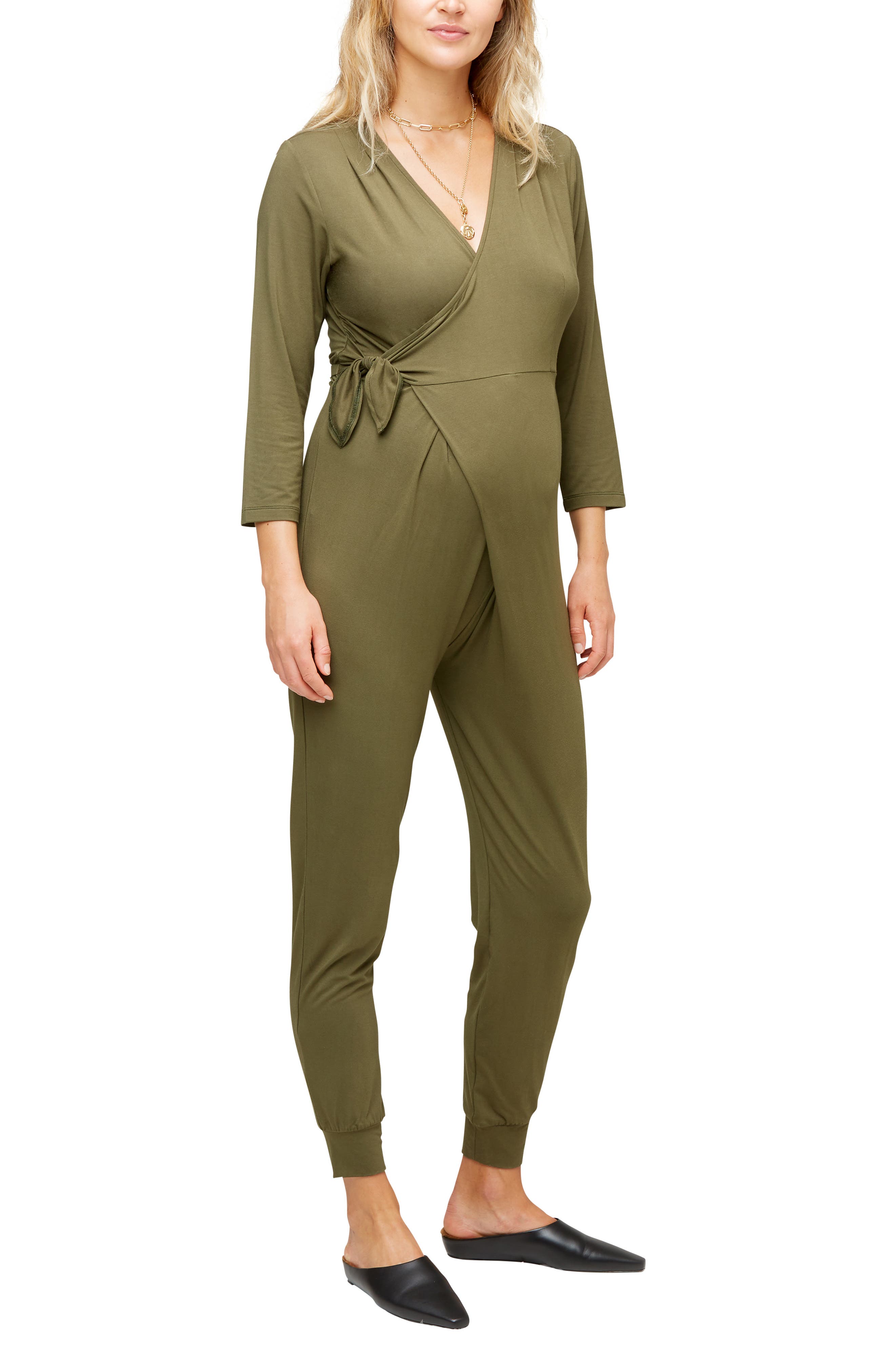 SportsX Womens Solid Colored Buttons OL Pockets V Neck Jumpsuit Trousers 
